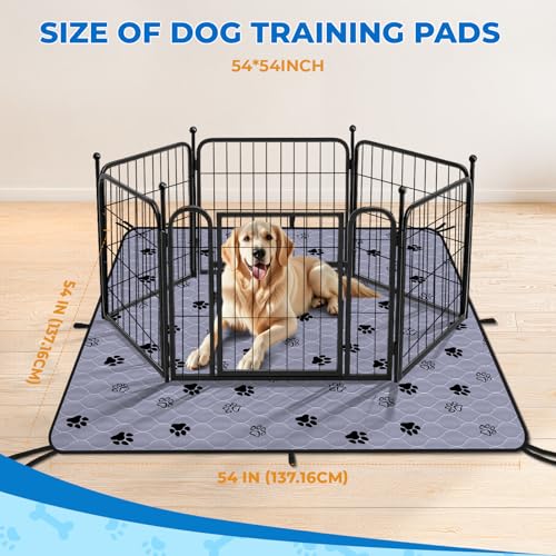 Image of Fostanfly Washable Pee Pads for Dogs, 2 Pack Reusable Super Absorbent Potty Pads, Non-Slip and Leak-Proof 54 inchx54 inch for Whelping, Extra Large Potty Training Washable for Puppy