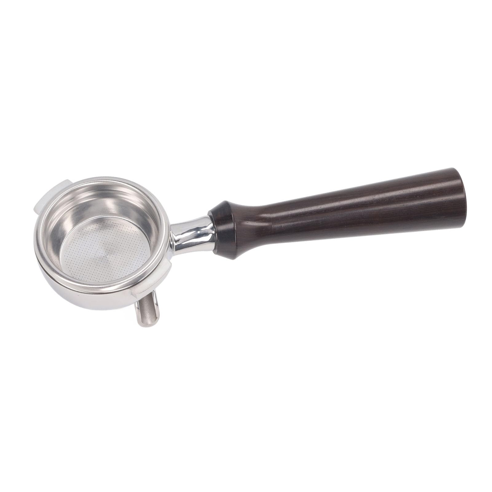 Cestello con Doppio Beccuccio Portafiltro con Beccuccio Doppio da 58 Mm, Portafiltro per caffè Cestello Filtro in Acciaio Inossidabile con 2 Orecchie Manico in Legno Massello per Macchine da