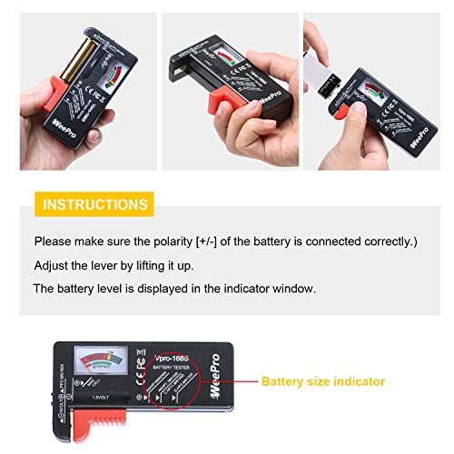 Weepro VPRO-168S Battery Tester, Universal Battery Checker Small Battery Tester thumb #5