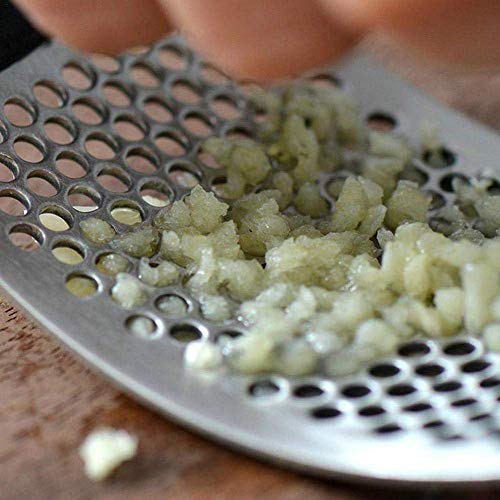 Stainless Steel Garlic Press Rocker Garlic Crusher Squeezer Slicer Mincer Chopper Kitchen Gadget with Handle
