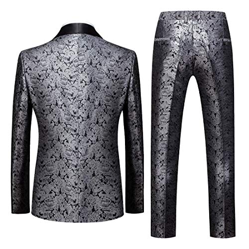 MOGU Mens 3 Piece Suit Slim Fit Shawl Lapel Tuxedo for Daily Business Wedding Party (Suit Jacket + Pants + Vest)2