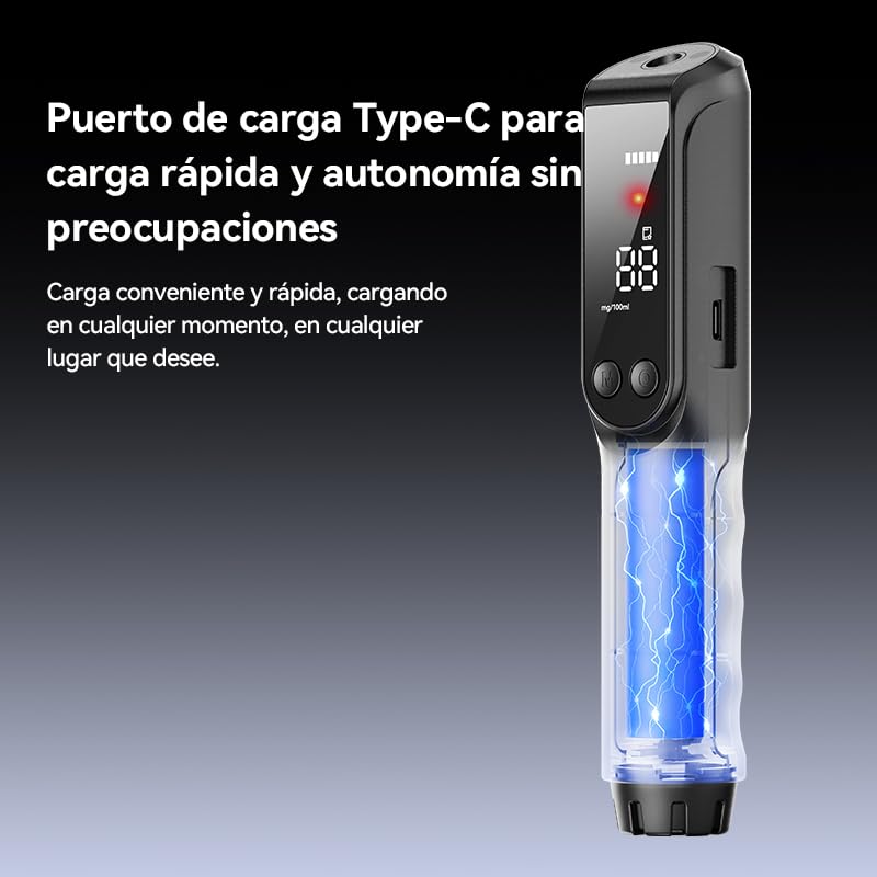 ZBK Alcoholímetro sin Contacto, alcoholímetro de Alta precisión con Pantalla Grande HD, indicador de luz LED, función de Linterna, analizador de respiración para Uso Personal o Laboral