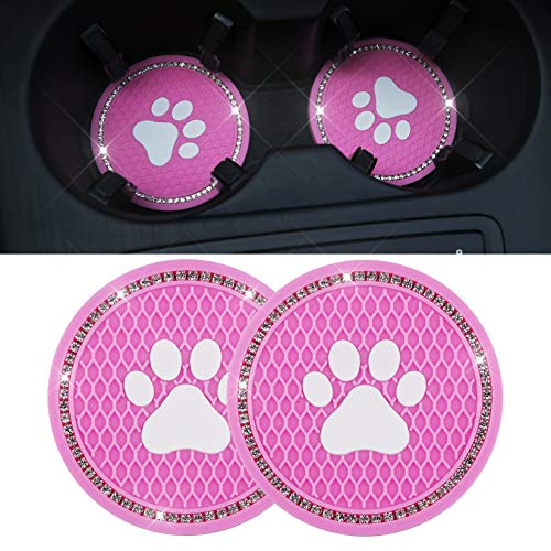 Car Cup Holder Coasters 275 inch Cup Holder Coasters Bling Crystal Rhinestone Car Interior Accessories Durable Silicone Car Coasters for Auto Decor Girls Women Gift