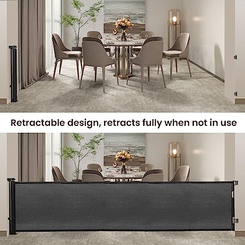 Upgrade 120 Inch Extra Wide Retractable Baby Gate Extra Long Dog Gate For The House Retractable Baby Gates For Doorways Large Retractable Pet Gate For Dogs Mesh Baby Gates For Wide Openings(Black) #TOP2