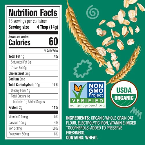 Earth's Best Organic Baby Food, Organic Whole Grain Oatmeal Baby Cereal, Non-GMO, Easily Digestible and Iron Fortified Baby Food, 8 oz Box (Pack of