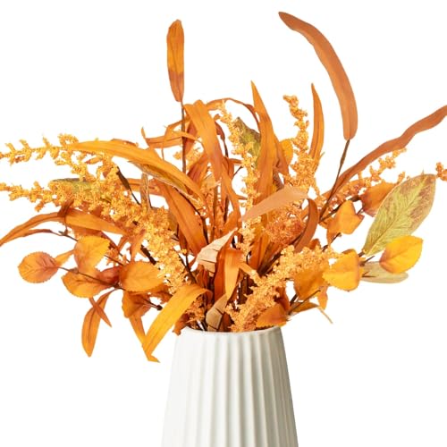 BOFUNX 3 Ramos de Flores Artificiales Hojas Plantas Artificiales Decorativas Tallos de Hojas Falsas Decoración de Otoño Cosecha Primavera de Hogar Centros de Mesa Arreglos Florales