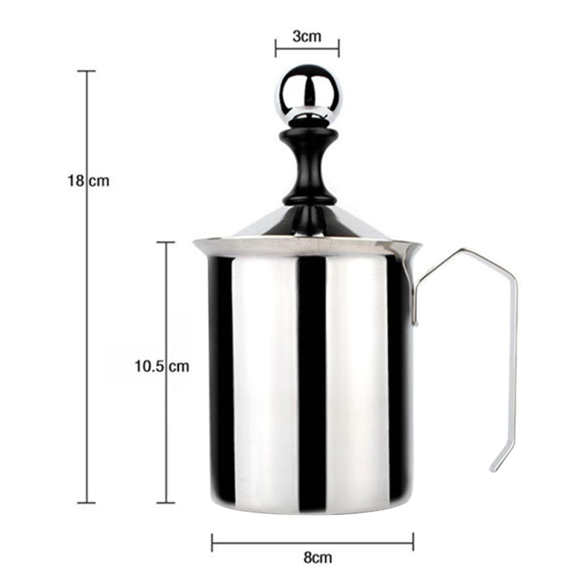 Edelstahl Milchaufschäumer Manuell Langlebig Hitzebeständig Praktischer Milchschäumer für Heiße und Kalte Milch Einfache Handhabung und Reinigung