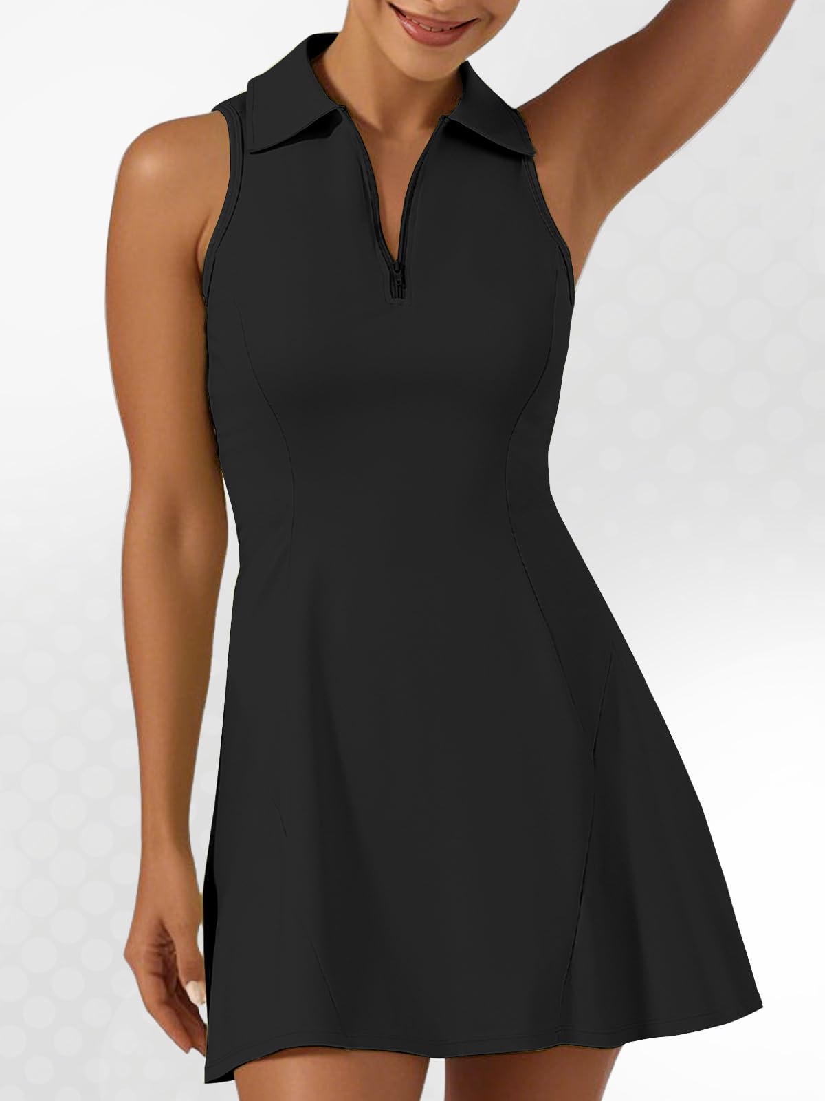 Robe de Tennis Femme sans Manches avec Short Séparé et 2 Poches Robe Polo de Golf pour Fitness Sport Casual