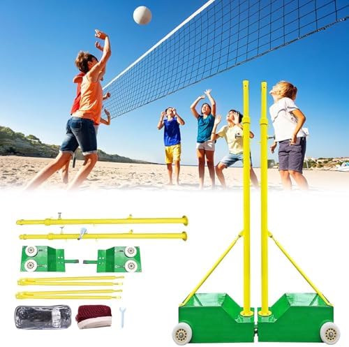 Portable Badminton & Volleyball Set, Adjustable Poles & Nets, Stable Base for Backyard Fun, Perfect for Adults & Youth, Easy Setup, Includes Carry Bag - Green