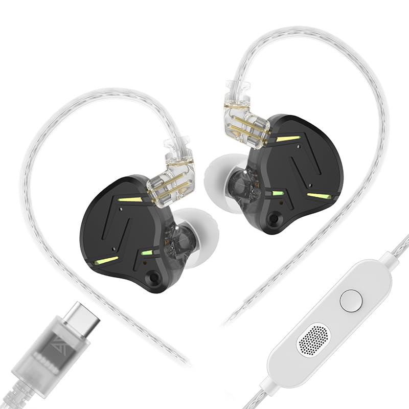 KZ ZST Pro X IEM Gaming Filaire 1BA+1DD écouteurs, Noir USB-C
