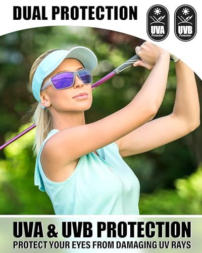 Miniatura 3 de Myiaur Gafas De Sol Deportivas Polarizadas Para Mujer, Antirreflejos, Protección Uv, Gafas Deportivas Para Ciclismo, Conducción, Marco Gris Morado, L