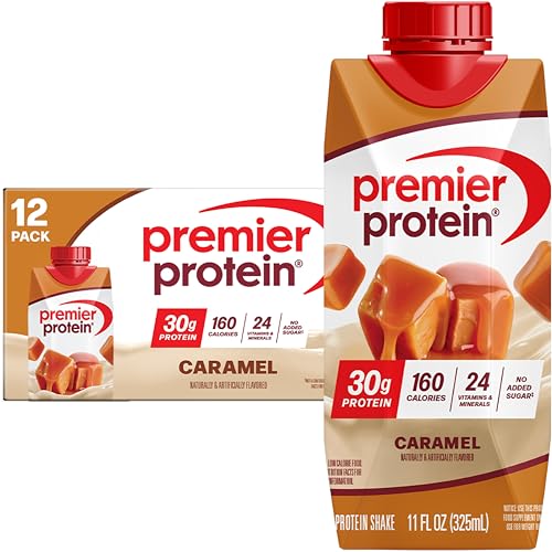 Premier Protein Shake, Caramel, 30g Protein, No Added Sugar, 24 Vitamins & Minerals to Support Immune Health, 11 fl oz, 12 Pack (Packaging May Vary)