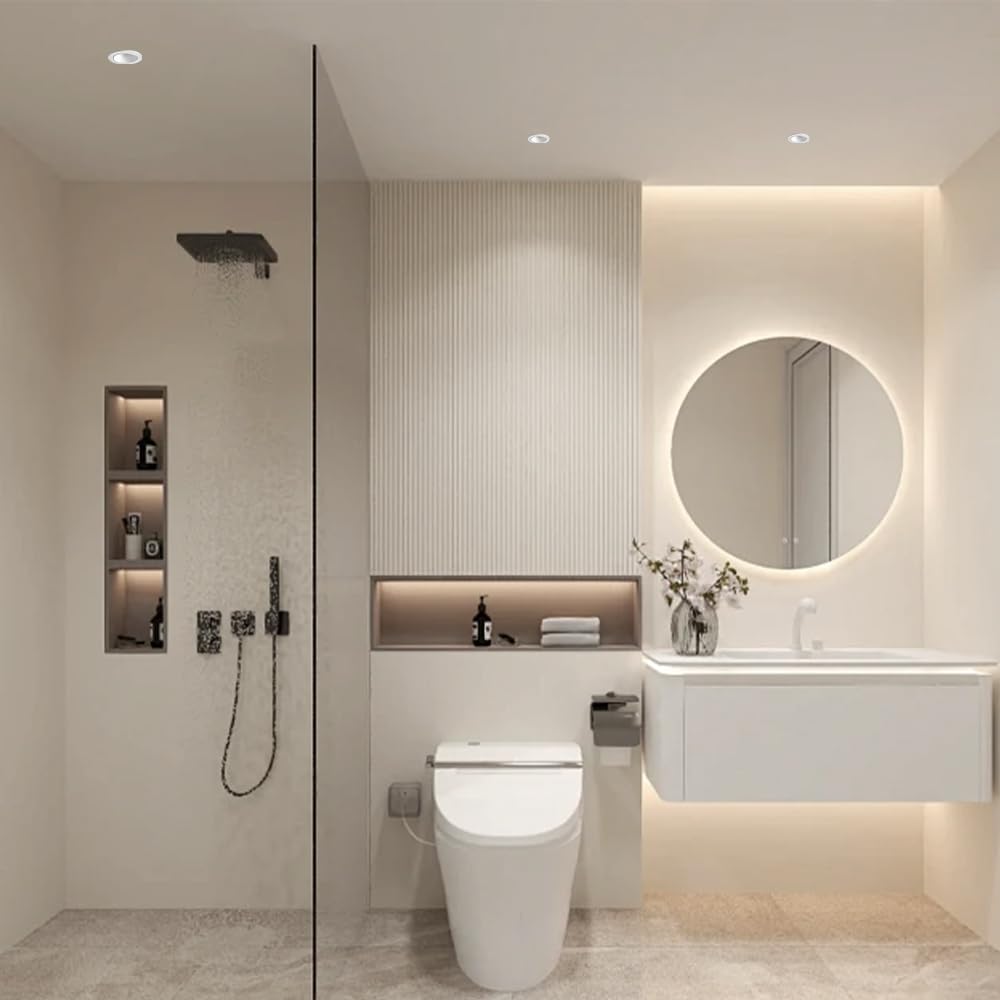 Foco de Techo LED de 3,3", empotrable, Resistente al Agua, para baño, IP65, Ideal para Sala de Estar, Pasillo, Porche, balcón (4000 K, 10 W)