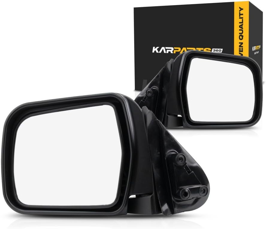 For Toyota 4Runner 1990 91 92 1993 Door Mirror Driver and Passenger Side | Pair | Manual | Non-Heated | Folding | Smooth Black | TO1321154, TO1320154 | 8791089155, 8794089151