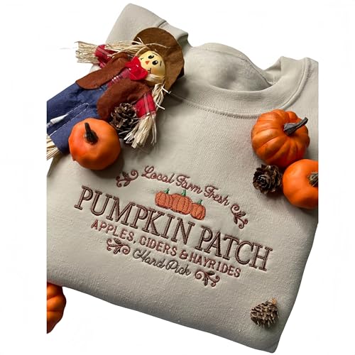 Fall Pumpkin Patch Embroidered Crewneck,Autumn Hoodie