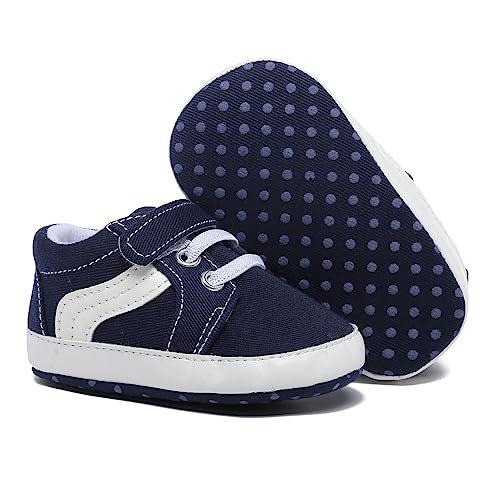 Image of SABATUTU Baby Boys Girls Canvas Sneakers Toddler Non-Slip Soft Sole Newborn Infant Lightweight First Walker Crib Shoes for 0-18 Months