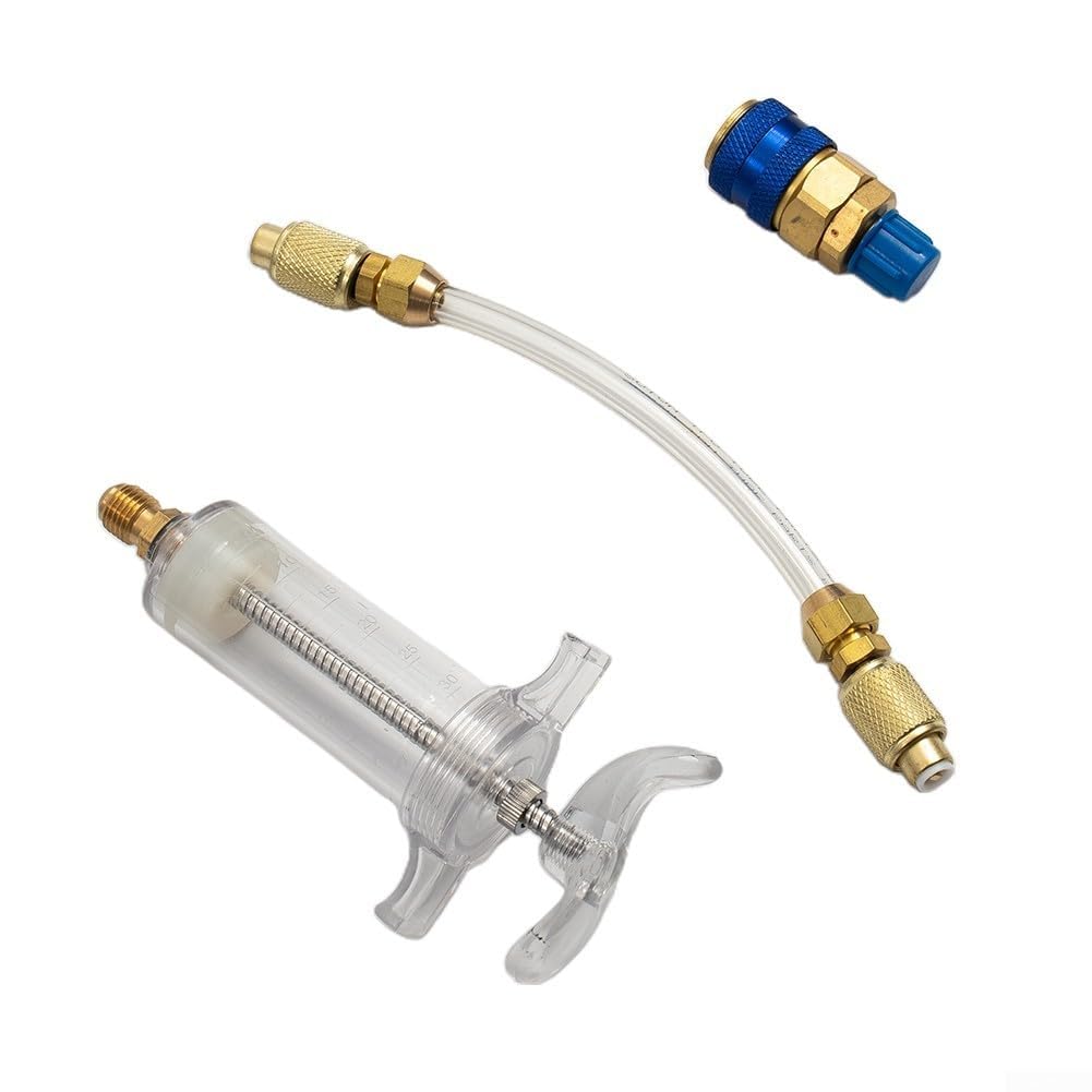 Inyector de aceite de 30 ml para R134a con acoplamiento rápido de 1/4 pulgadas, ideal para uso en aire acondicionado