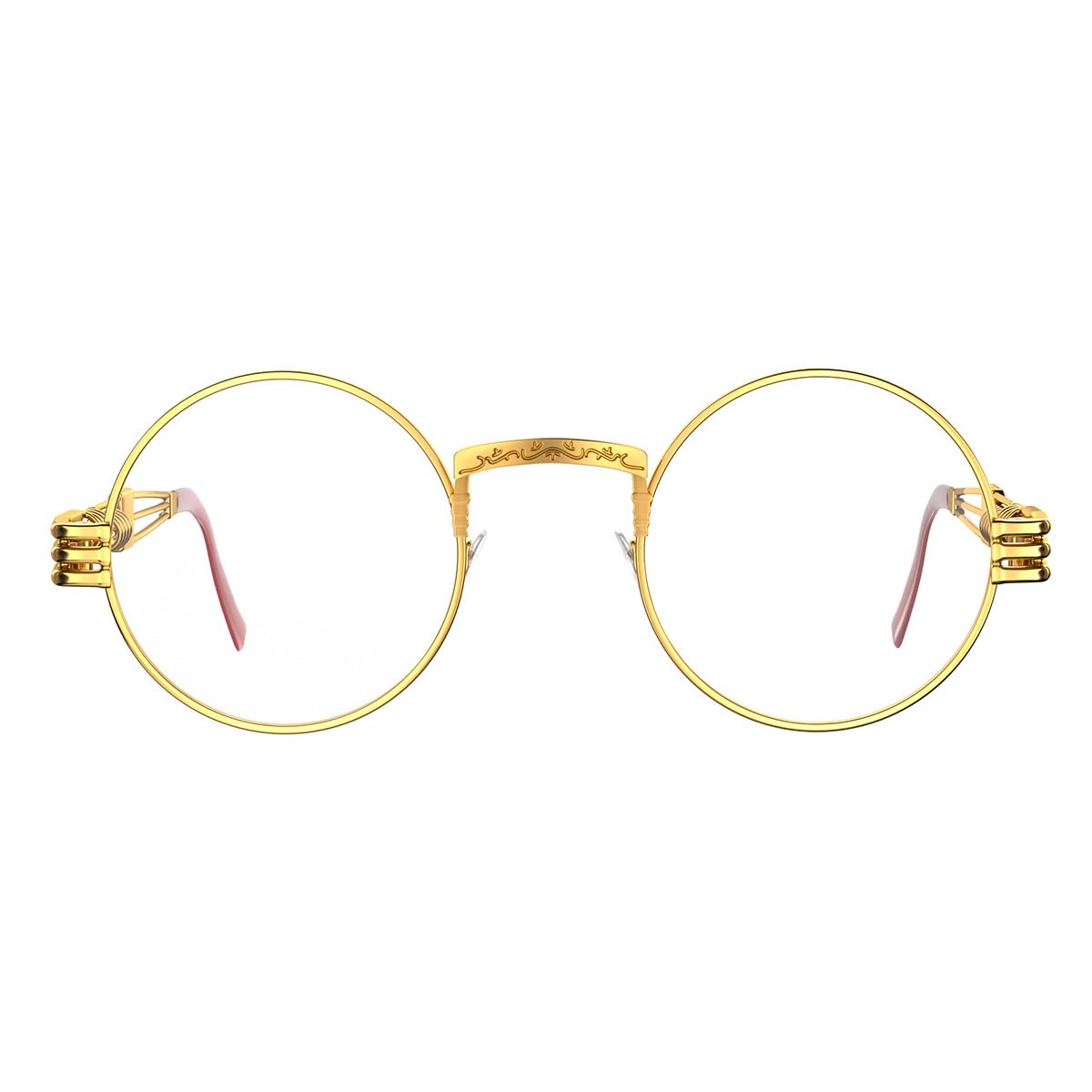 Yvey Vintage Round Steampunk Glasses for Mens and Womens Circle Eyeglasses (Gold Frame/Clear Lens)