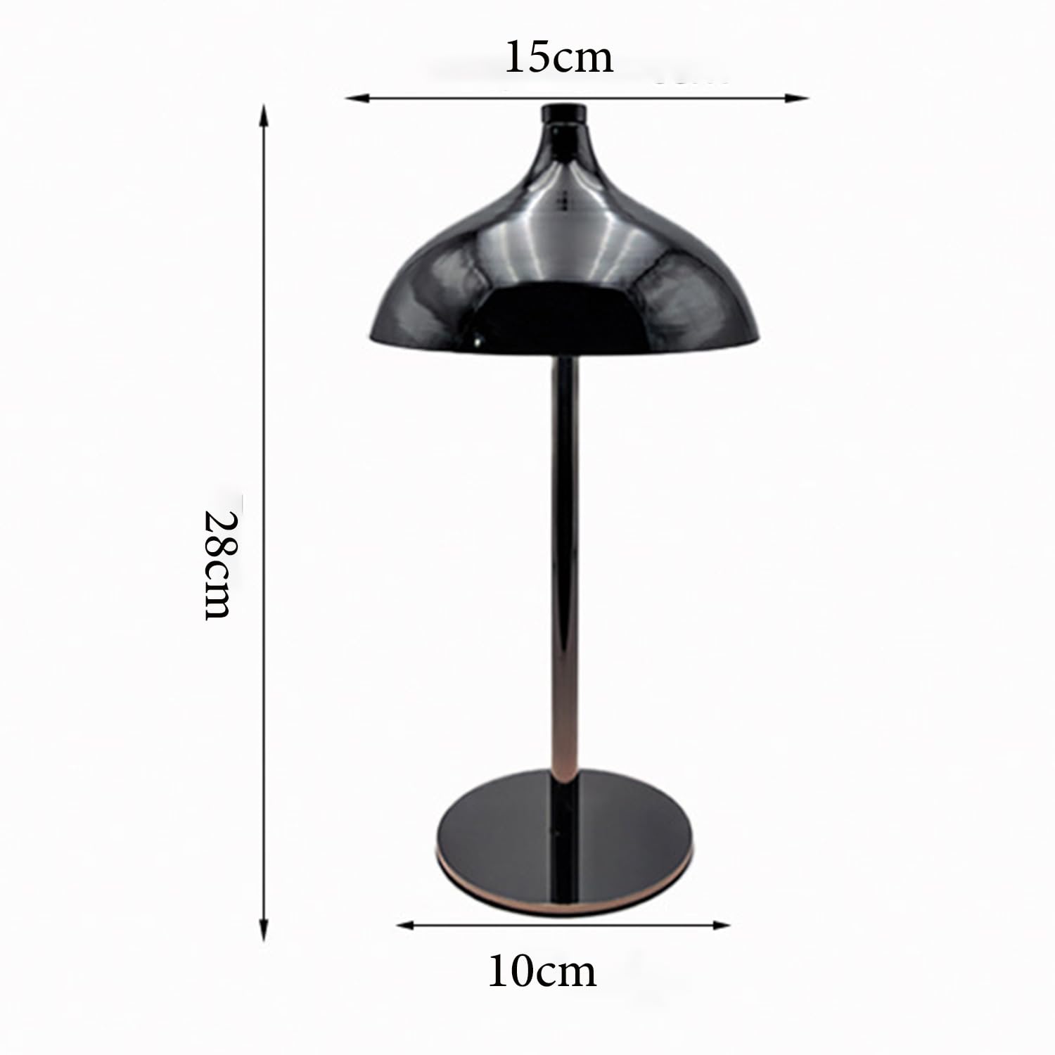 LED Tischlampe Akku USB Aufladbar Modern Kabellos Tischleuchte Tragbare 3 Farbtemperaturen Dimmbar Nachttischlampe Metall Nachtlicht Batteriebetrieben Pilzlampe für Schlafzimmer Restaurant Bar,Schwarz