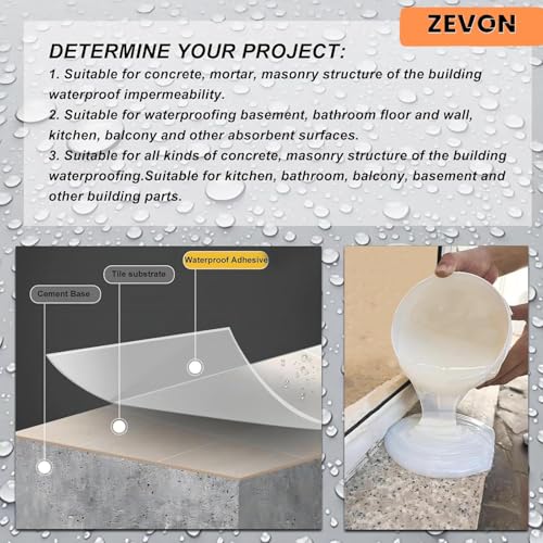 Image of ZEVON 1KG Transparent Waterproof Glue | Roof Leakage Sealant with Brush | Crack Seal Water Leakage Solution Indoor Outdoor, Waterproof Adhesive Sealant for Bathroom Pipe Wall Tile Surface Window