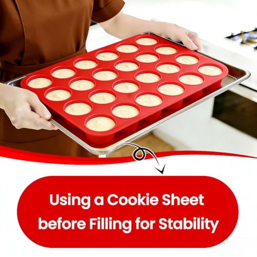 Image of CAKETIME Silicone Mini Muffin Pan 3 Pack 24 Cups Nonstick Mini Cupcake Pan for Baking Muffins Cupcakes Egg Bites Fat Bombs
