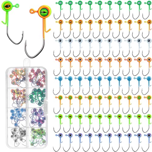 Vinsot 80 Pcs Crappie Jig Heads Fishing Jig Head Hooks 1/4oz 1/8oz 3/8oz 1/16oz 1/32oz Simulation Fish Eye Ball Hooks Bulk for Crappie Bass Trout Lures Gifts (1/32 oz