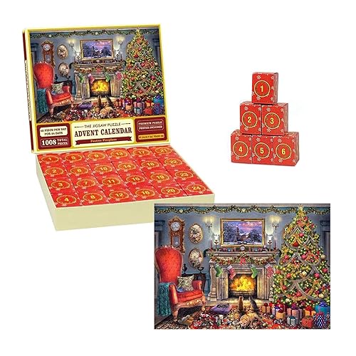 Puzzle Adventskalender 2023 – 1000 Teile | 24-Tage-Countdown | Geschenk für Erwachsene und Kinder, Countdown bis Weihnachten, Heimdekoration, Geschenke für Mama, Papa, Teenager (A)