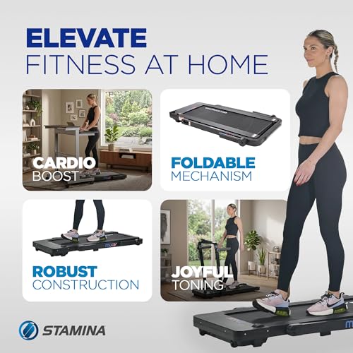 Image of Stamina müüv Foldable Treadmill, 0.5 to 7.5 mph, Under Desk Walking Pad - Personalized Smart Workouts with App Integration | 0.5 to 7.5 mph; Under Desk Walking Pad; Personalized Smart Workouts with App Integration