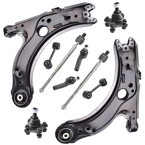 Image of 10pcs Suspension Kit for Volkswagen Beetle Golf Jetta 2001-2010, Front Lower Control Arms and Lower Ball Joints Sway Bar Links Inner and Outer Tie Rod Ends