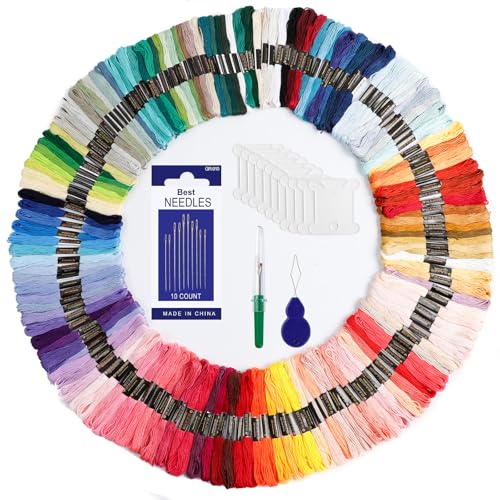 Romon 150 Colori Fili da Ricamo, Fili da Ricamo con Accessori per Amicizia Braccialetti Mestieri, Fili Punto Croce per Maglieria Punto Croce, 8m (150 Colori)