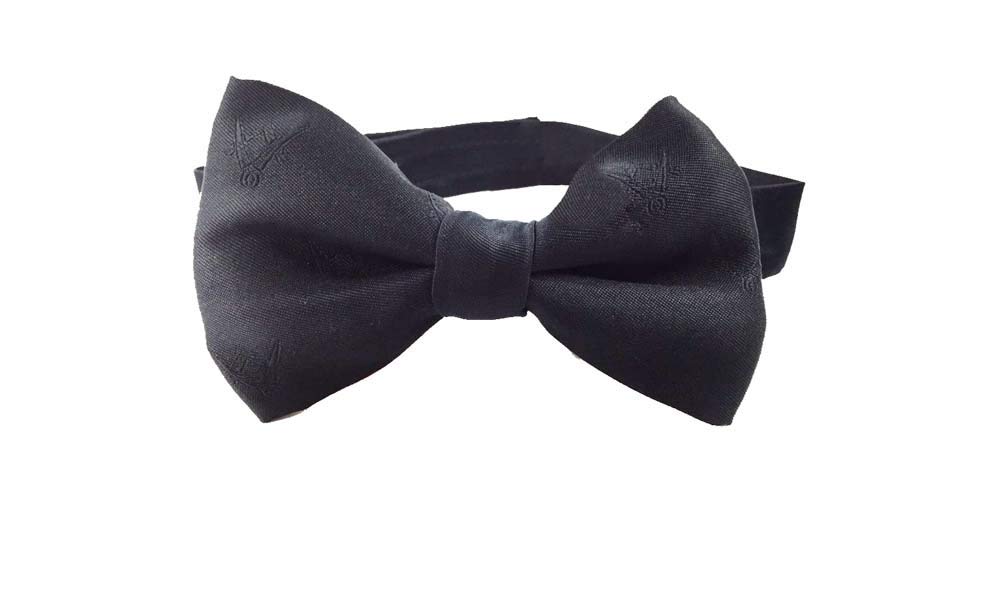 Masonic Bow Tie with Compass and Square Black