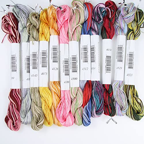 Image of KCS Big skeins of 25 Meters Size 25 Color Variegated Cross Stitch Stranded Threads,12 skeins,13