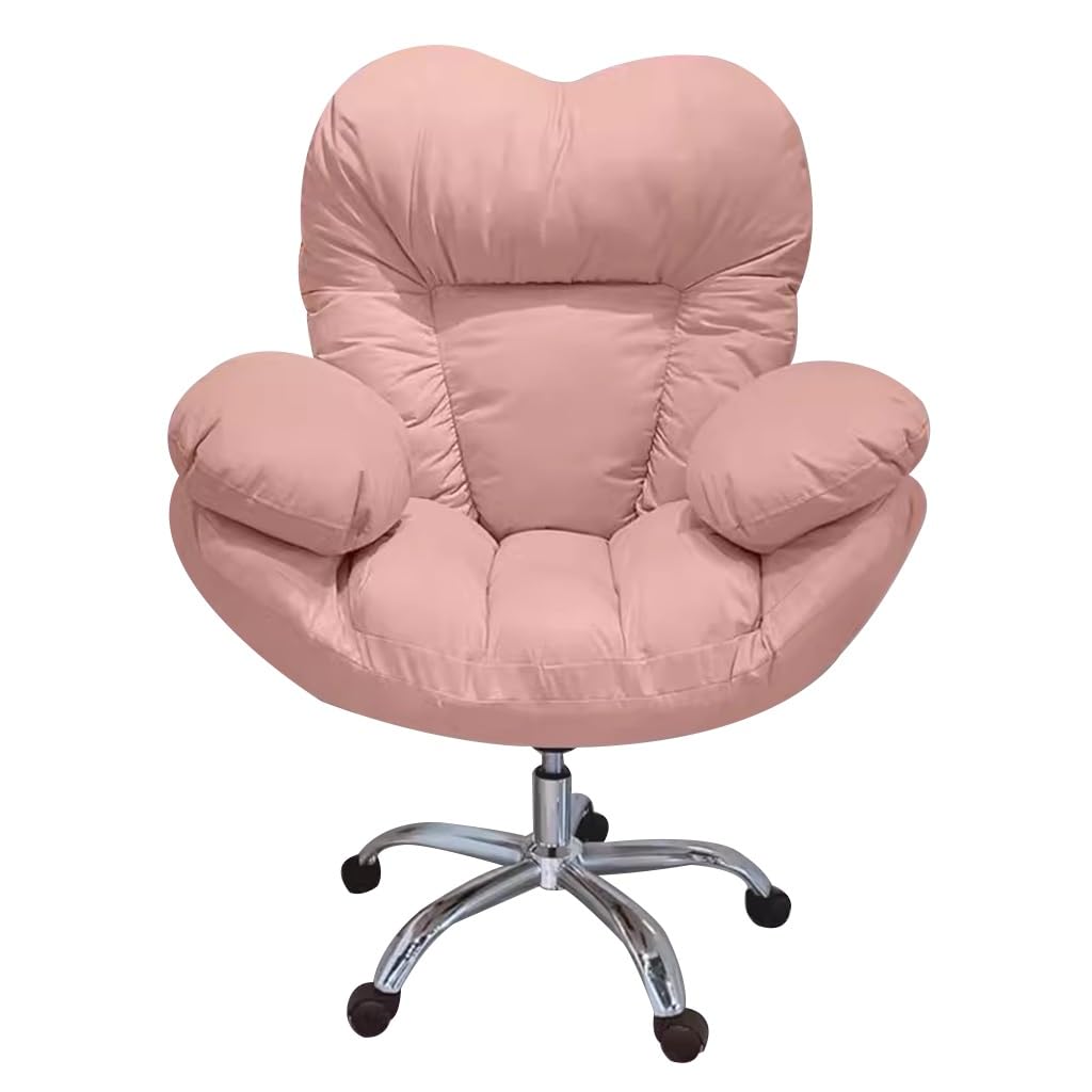 Chaise de bureau confortable rose avec dossier inclinable pour une assise ergonomique