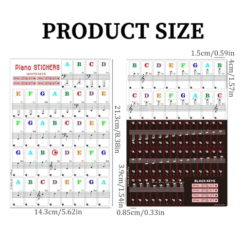 WANDIC Piano Chord Scale Chart Set, 2 Detailed Charts & 2 Sheets Keyboard Stickers for Beginners, White - Image 4