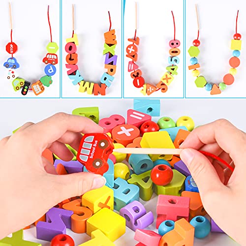 Herefun 42Pezzi Perline in Legno Giochi