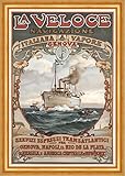  Biller Antik La Veloce Navigazione Gênes bateau à vapeur Transatlantique Affiches A3 278 Encadré
