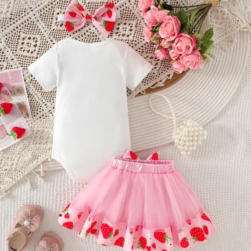 Baby Girls 1st Birthday Outfits Short Sleeve Romper Tutu Skirt Sets with Headband One Year Old Girl Clothes3