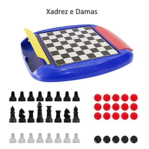Jogos Clássicos para Viagem 8 em 1 Xadrez Gamão Damas Ludo