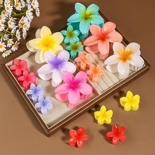 Image of Cerrito 3 Pcs Flower Hair Claw Clips Set, Gradient Lily Design, Strong Hold Hair, Stylish Accessories for Women, Girls, Cute Hair Grips, Perfect for Daily Use, Travel, Party, Gifting, Multicolor
