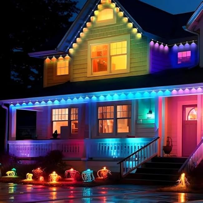 Permanent Outdoor Lights Pro, 50ft RGB-IC LED Eaves Lights, IP67 Waterproof with Smart App&Remote Control,for Christmas,Party, Daily, Halloween and All Holiday Decor