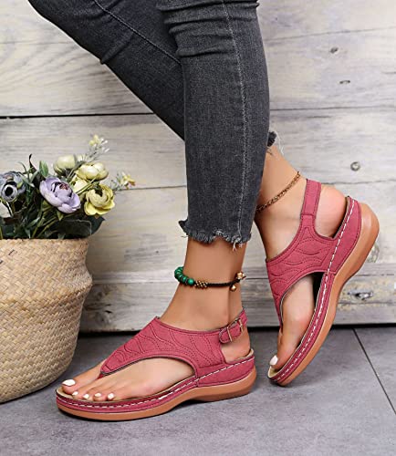Orthopedic Sandals for Women Comfortable Dressy Arch Support Thong T-Strap Sandals Summer Vintage Slip On Flip Flops Casual Orthotic Breathable Sandal2