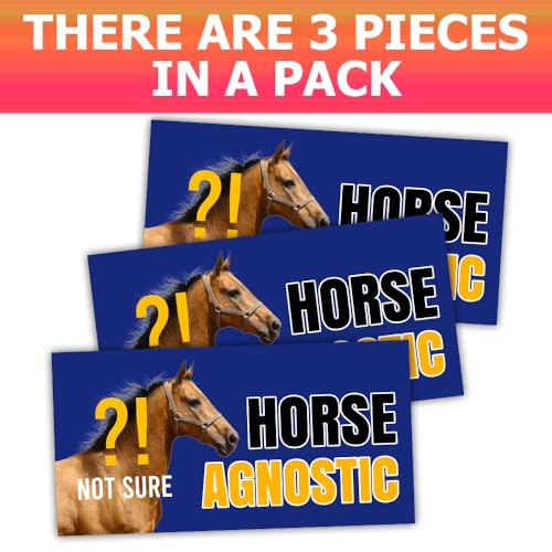 Image of (3Pcs - 7.5x3.75 in) Horse Agnostic Car Bumper Sticker, Funny Quirky Car Decal, Adult Humor Truck Minivan Trailer Vehicle Decoration, Teens Meme Car Accessories, Gift for Family, Friends