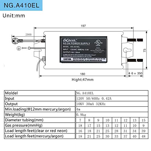 Brand New 10KV 10000V Power Supply for Glass Neon Sign Electronic Neon Light Beer Signs Bar Lights Transformer 120V 50/60Hz(UL Approval) - Thumbnail 5