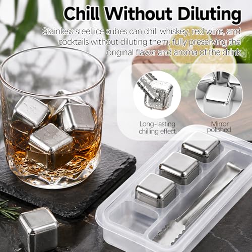 Set de cubos de acero inoxidable para hielo 4 piezas miniatura 4
