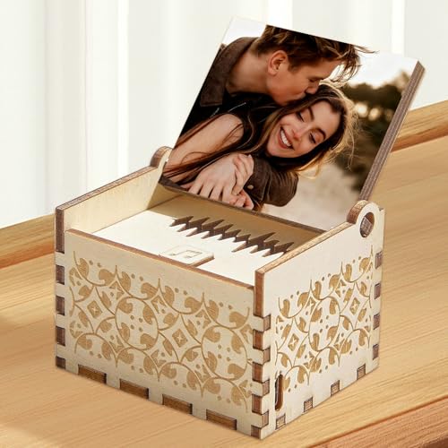 NGBEWU Personalised Digital Music Box | Custom Wooden Photo Music Box with Song & Text | Customized Gifts for Birthdays Valentines Day & Anniversaries (For Couples Him/Her & Music Lovers)