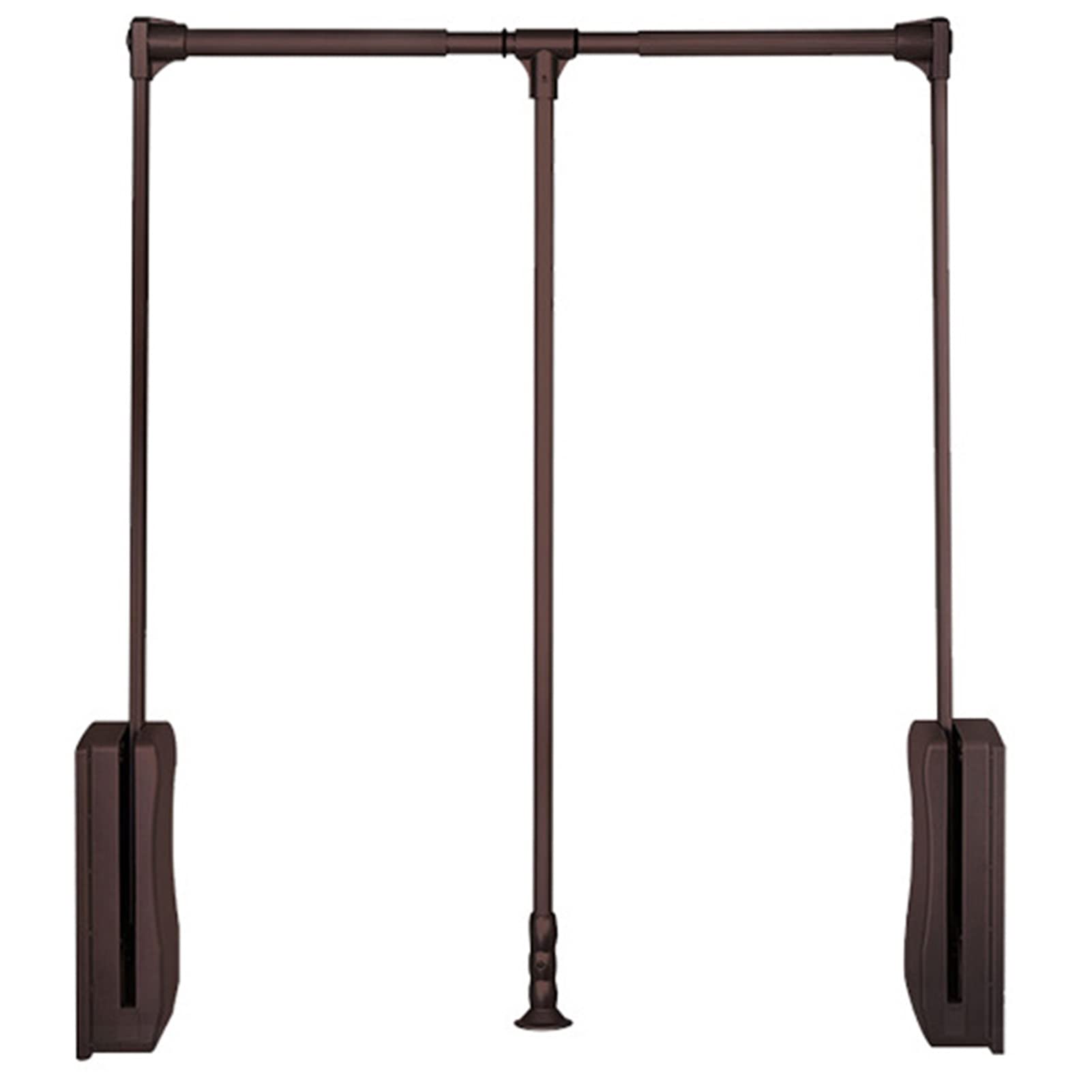 GTHTUHFD Heavy Duty Adjustable Pull Down Closet Rod, Extendable Wardrobe Rail Lift Aluminium Retractable Clothing Rod Cabinet Rail Lifter Hanger For Bedroom Wardrobe Brown-600to830mm