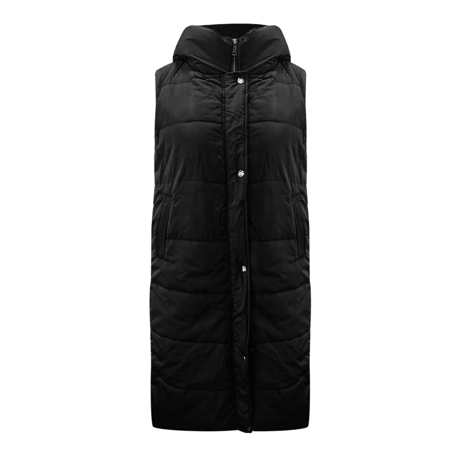 Chaleco de invierno con capucha, sin mangas, con bolsillos, cálido, chaqueta de entretiempo, chaleco acolchado, chaqueta acolchada para exteriores, tallas S - XXL