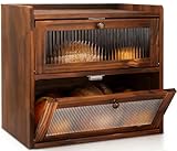 Caja para Pan de Madera - Contenedor Organizador de Pan para Encimera de Cocina - Bandeja de Almacenamiento de Pan de 2...