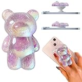 SiLnmLih 3D Gummy Bear Phone Grip Stand Cute Gummy Bear Style Expandable Collapsible Mobile Phone Grip Stand Holder Comfortable to Hold Phone Grips for Smartphone & Tablet Cell Phone (Purple)