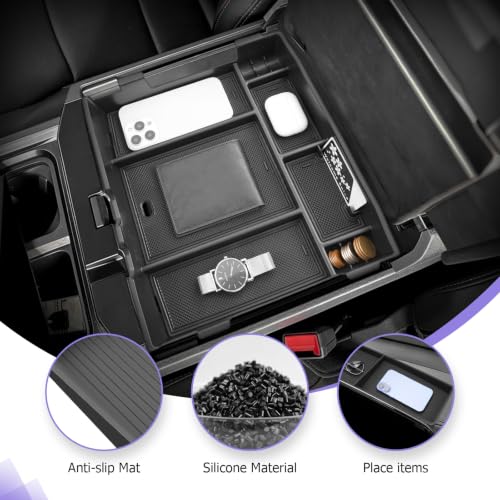 Image of LUWU Center Console Organizer Fits Ford F-250 F-350 F-450 Super Duty 2023-2027 Accessories | for 2023-2025 2026 2027 Ford F250 F350 F450 Armrest Console Storage Box Insert Tray Coin Container